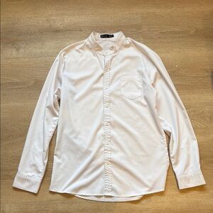Men's White Button-Up Shirt No Collar